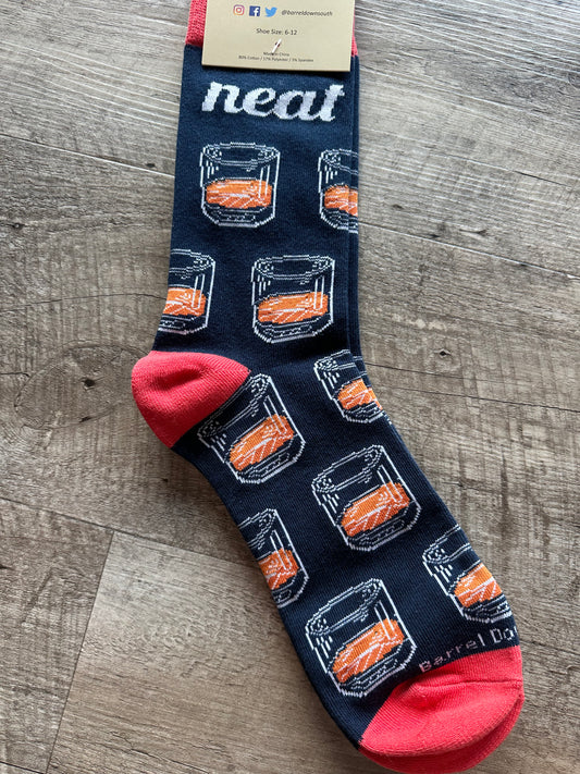 Neat Bourbon Whiskey Rocks Glass Socks