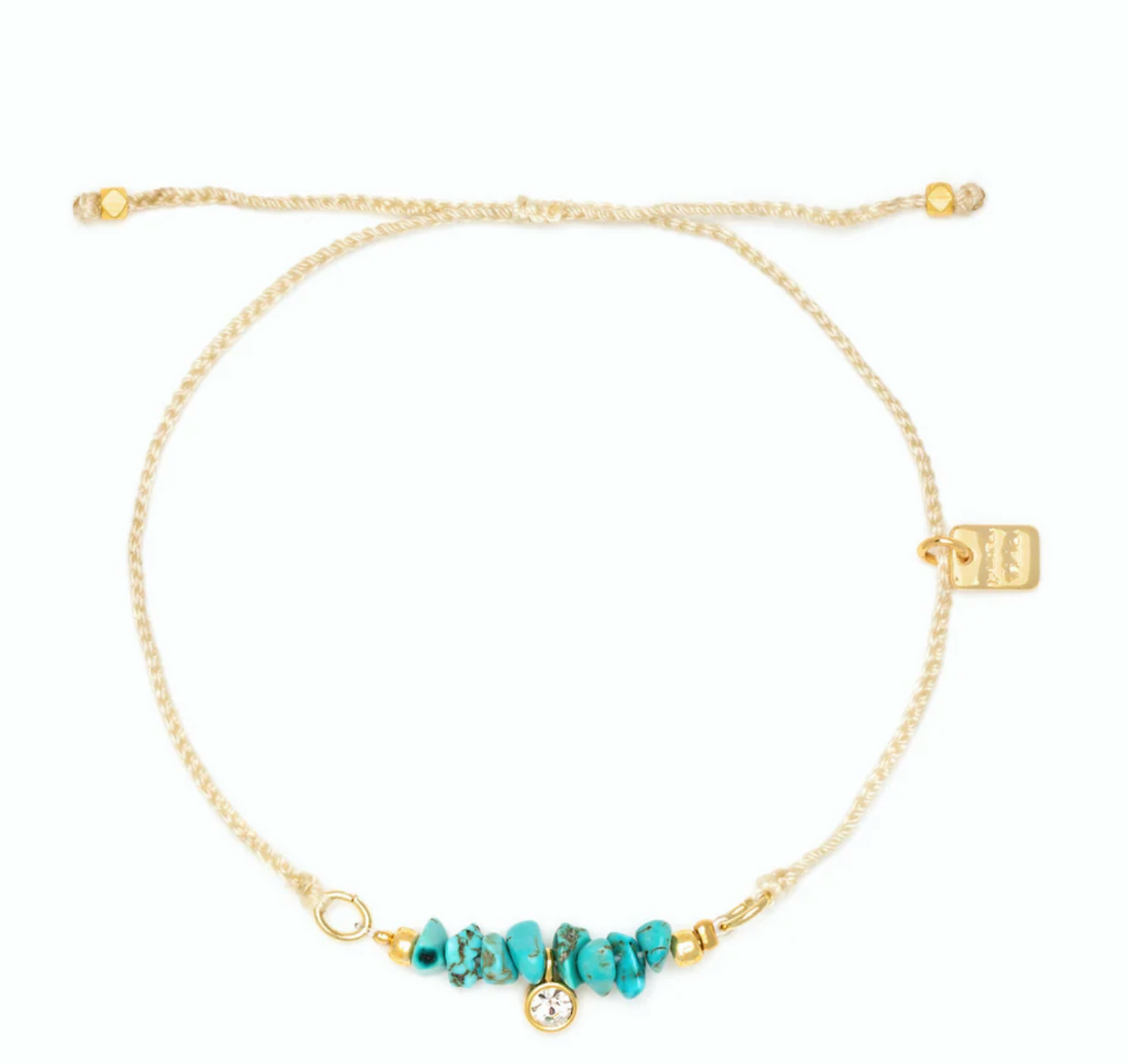 DaintyTurquoise Beaded Charm Bracelet