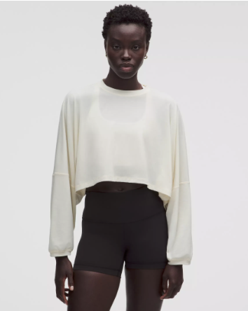 EasySet Relaxed Fit Cropped Lone-Sleeve Shirt *Wordmark