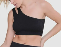 Seamless Double Strap One Shoulder Sports Bra