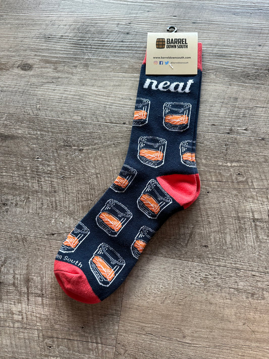 Neat Bourbon Whiskey Rocks Glass Socks