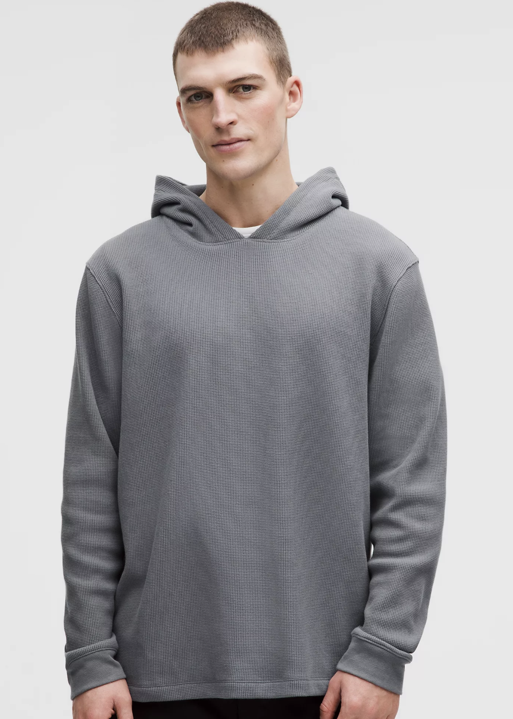 Cotton-Blend Waffle Knit Hoodie