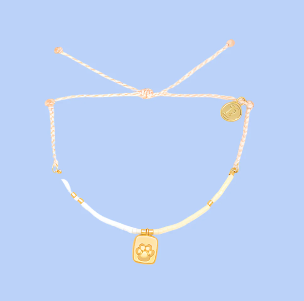 Paw Print Seed Bead Charm Bracelet
