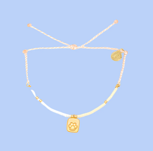 Paw Print Seed Bead Charm Bracelet