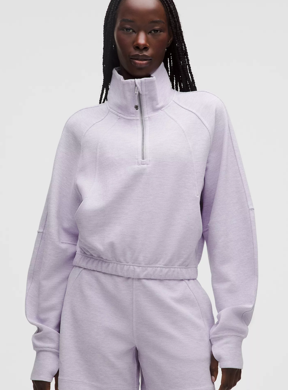 Scuba Cropped 1/2 Zip Funnel Neck *Waffle