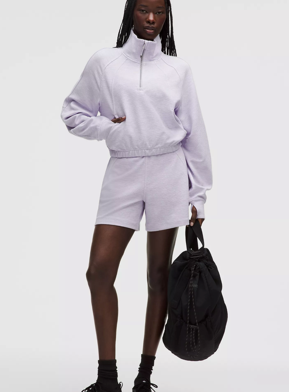 Scuba Cropped 1/2 Zip Funnel Neck *Waffle