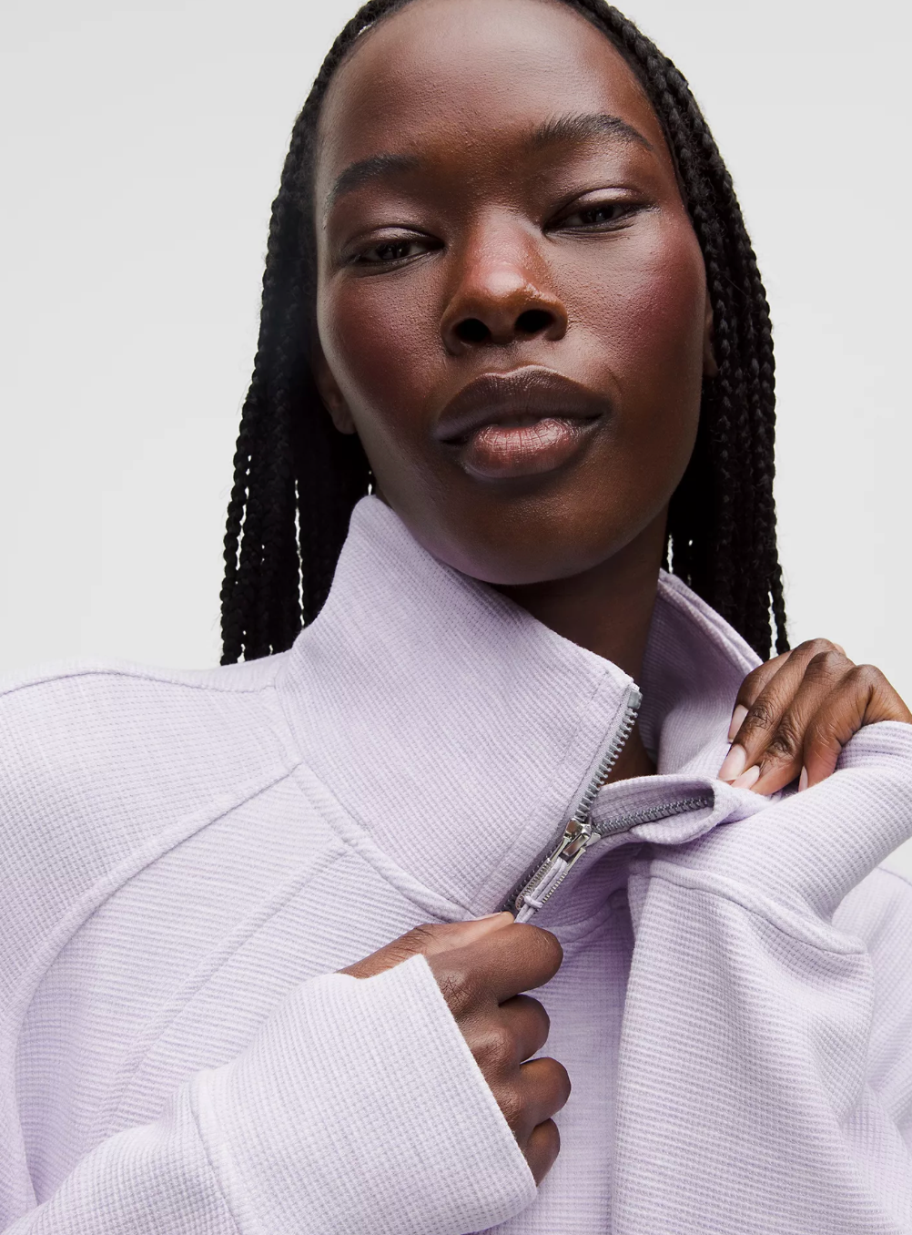 Scuba Cropped 1/2 Zip Funnel Neck *Waffle