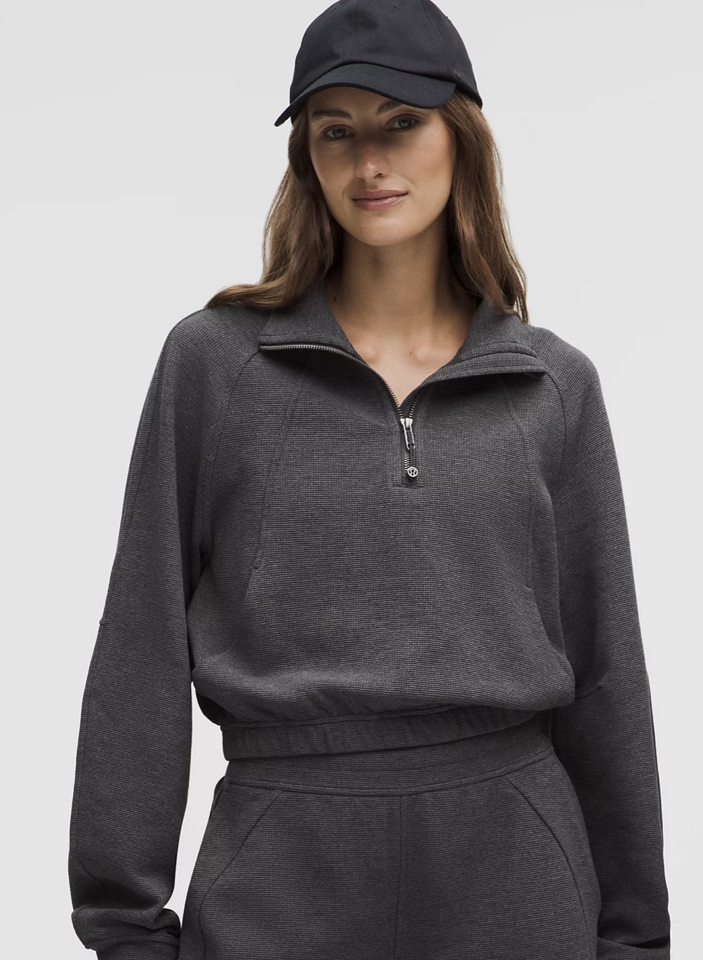 Scuba Cropped 1/2 Zip Funnel Neck *Waffle
