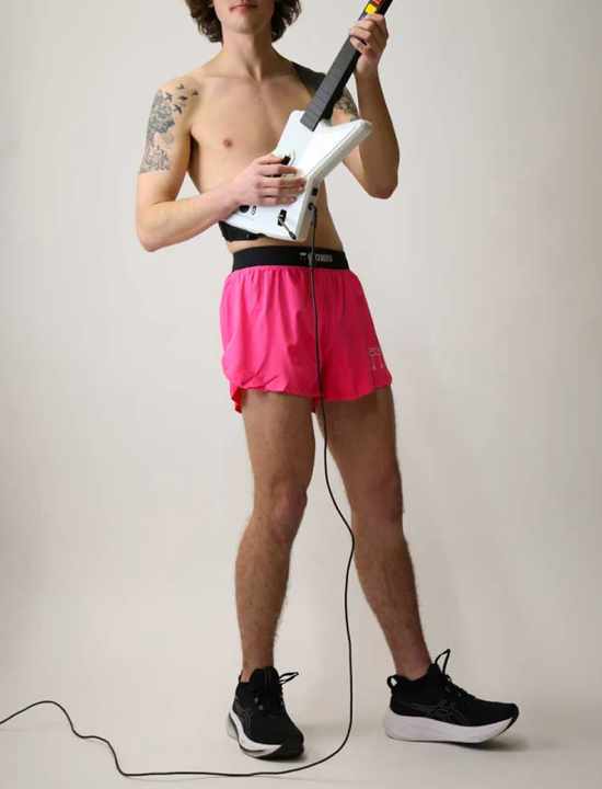 Men's Neon Pink 4'' Half Split Shorts